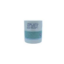 Vintage “Speak softly, but carry a $150 racket” Tennis Mug, 1989