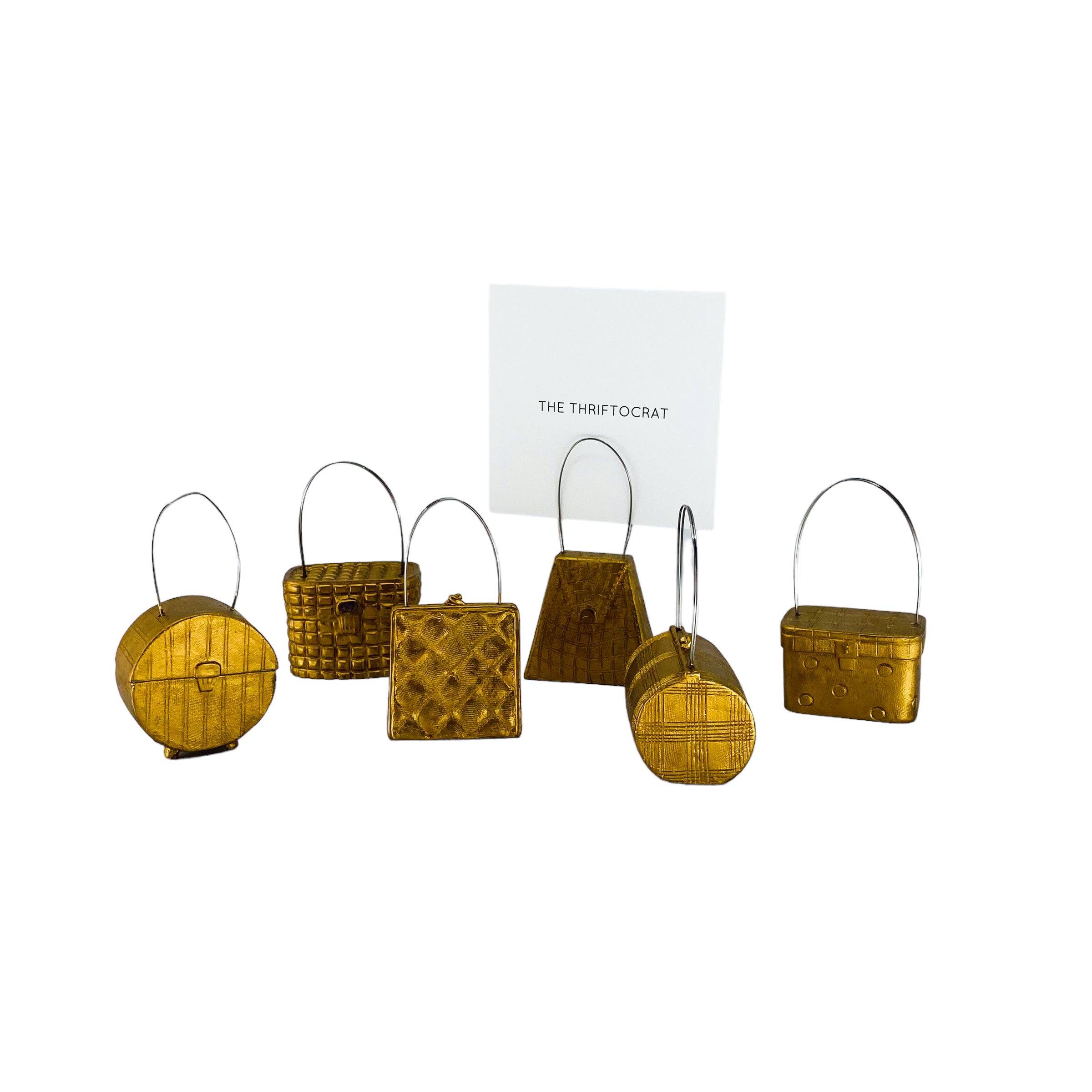 Vintage Two’s Company Golden Purse Place Card Holders, Set of