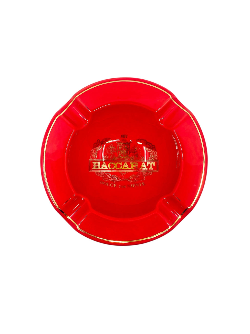 Vintage Baccarat “The Game” Red Ceramic Ashtray