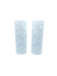 Vintage William Sonoma Home Ceramic Faux Bamboo Vases, Pair