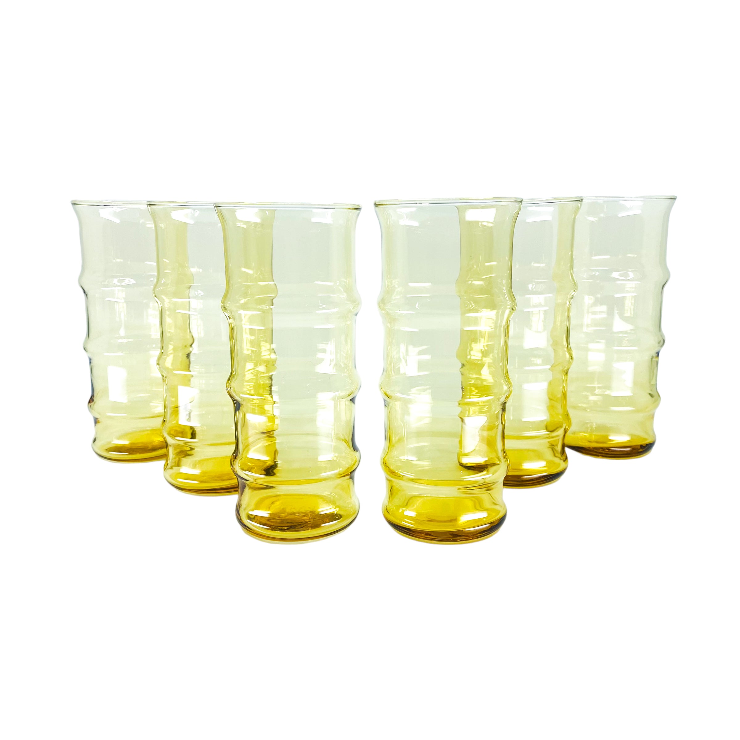 Vintage Libbey Amber Bamboo Glasses, Set of 6