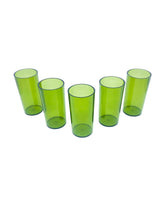 Vintage Avocado Green Plastic Glasses, Set of 5