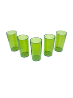Vintage Avocado Green Plastic Glasses, Set of 5