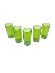 Vintage Avocado Green Plastic Glasses, Set of 5