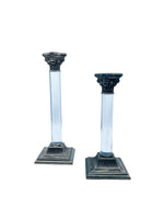 Vintage Godinger Lucite & Silverplate Corinthian Candlestick Holders