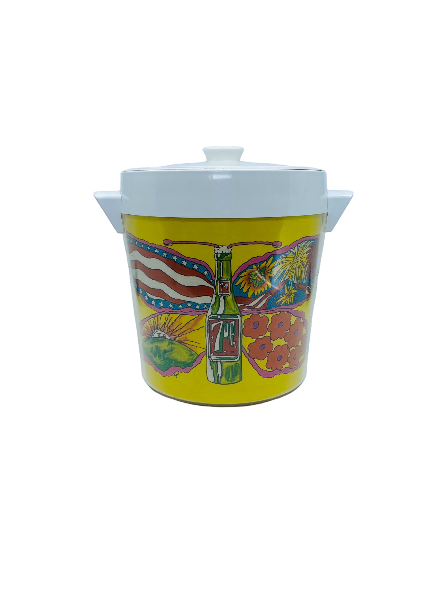 Rare 1960’s Vintage 7UP The Uncola Wet Un Wild Ice Bucket, Peter Max Style Art