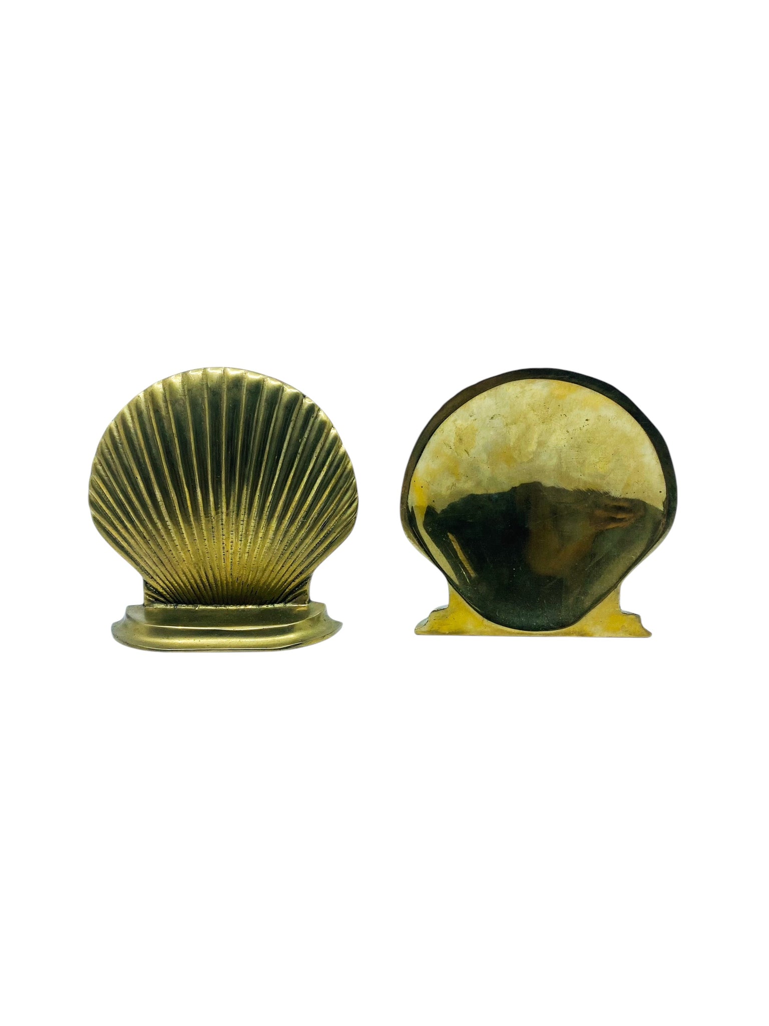 Large Brass Shell Bookends