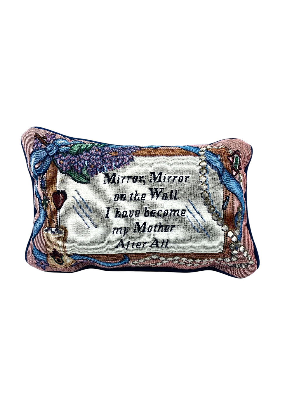 Vintage “Mirror Mirror” Needlepoint Pillow