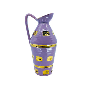 Vintage Made in Italy Lavender & Gold Ceramic Pitcher