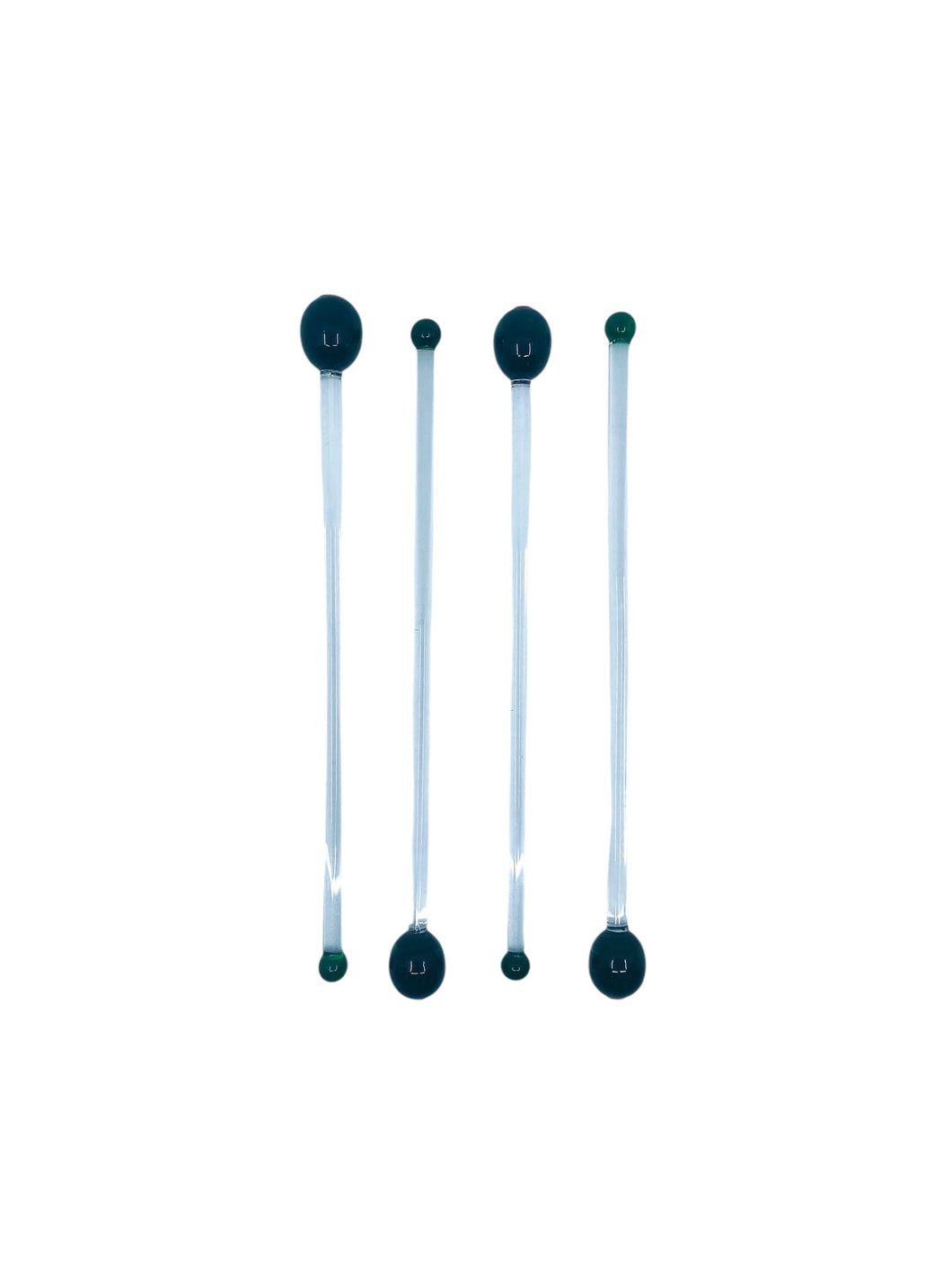 Glass Olive Martini Swizzle Sticks, Set of 4