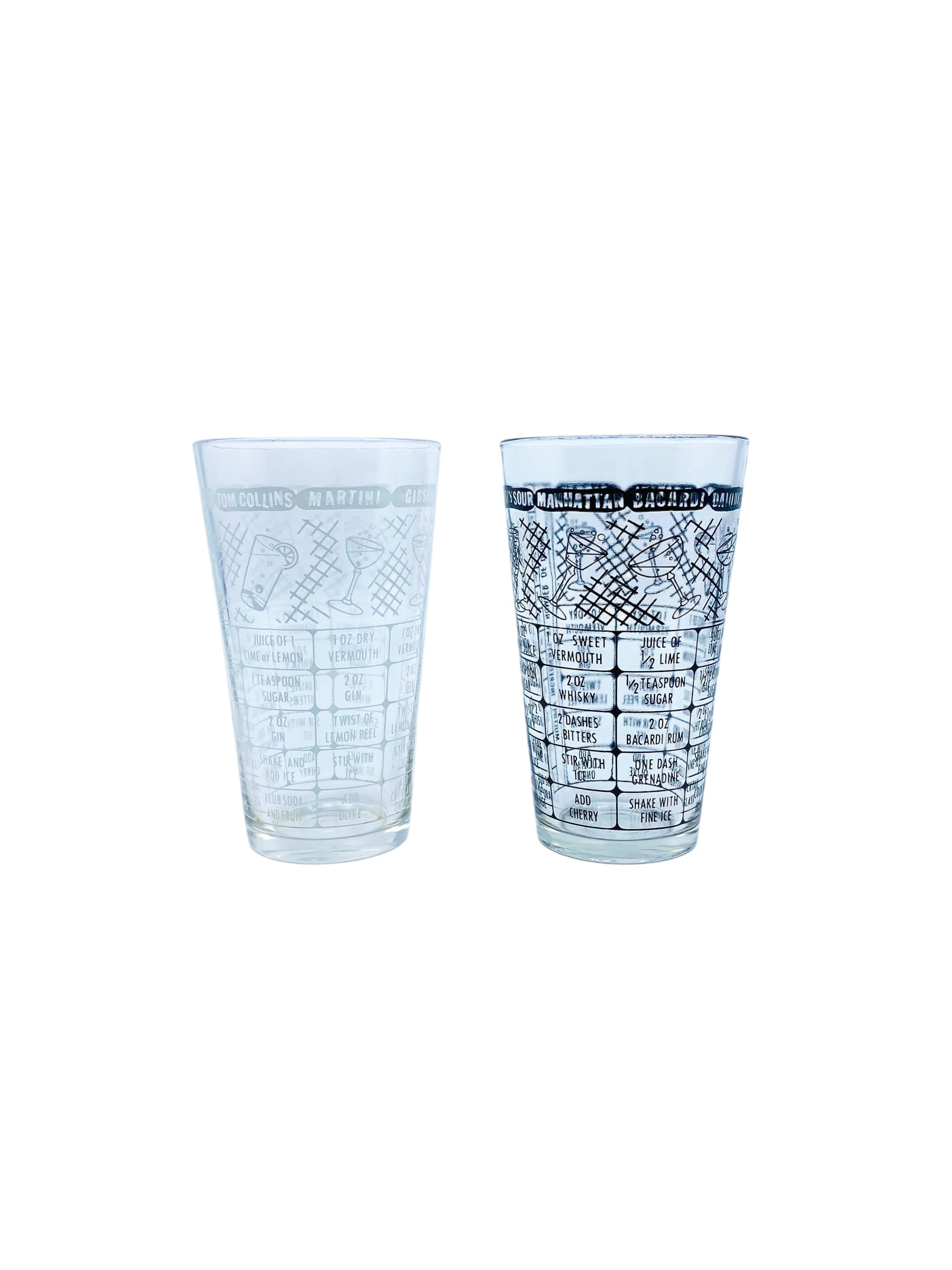 Vintage Federal Glass MCM Cocktail Recipe Tumbler, Black