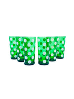 Vintage 1950’s Anchorglass Forest Green Polkadot Glasses, Set of 6
