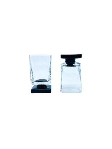 Vintage DiSaronno Black Pedestal Glasses, Pair