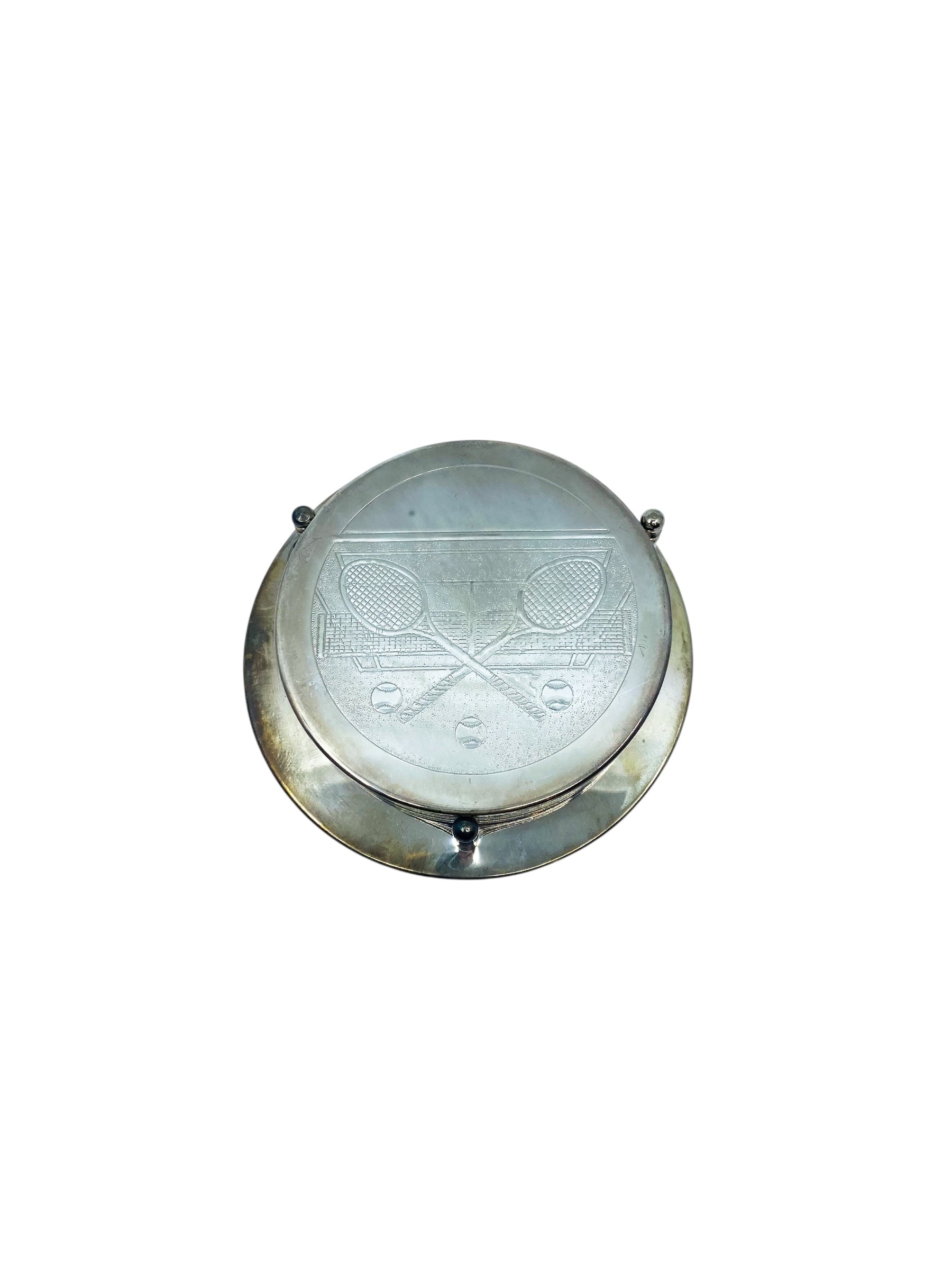 Vintage Silver-plate Tennis Racket Coaster Set, Set of 6