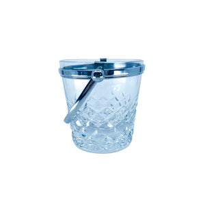 Vintage Silver Plated Crystal Cut Ice Bucket + Tongs