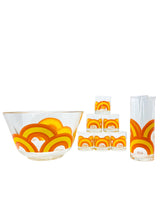 Vintage 1960’s Colony MCM Orange Rainbow Cocktail Set, S/8