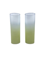 Vintage Federal Glass Yellow Ombre Tallboys, Pair