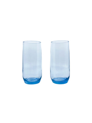Vintage Light Blue Highball Glasses, Pair