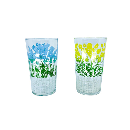 Vintage Libbey Glass Garden Flower Glasses, Pair