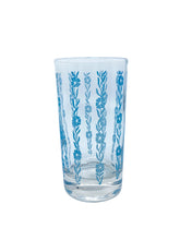 Vintage Cornflower Blue Floral Glasses, Pair