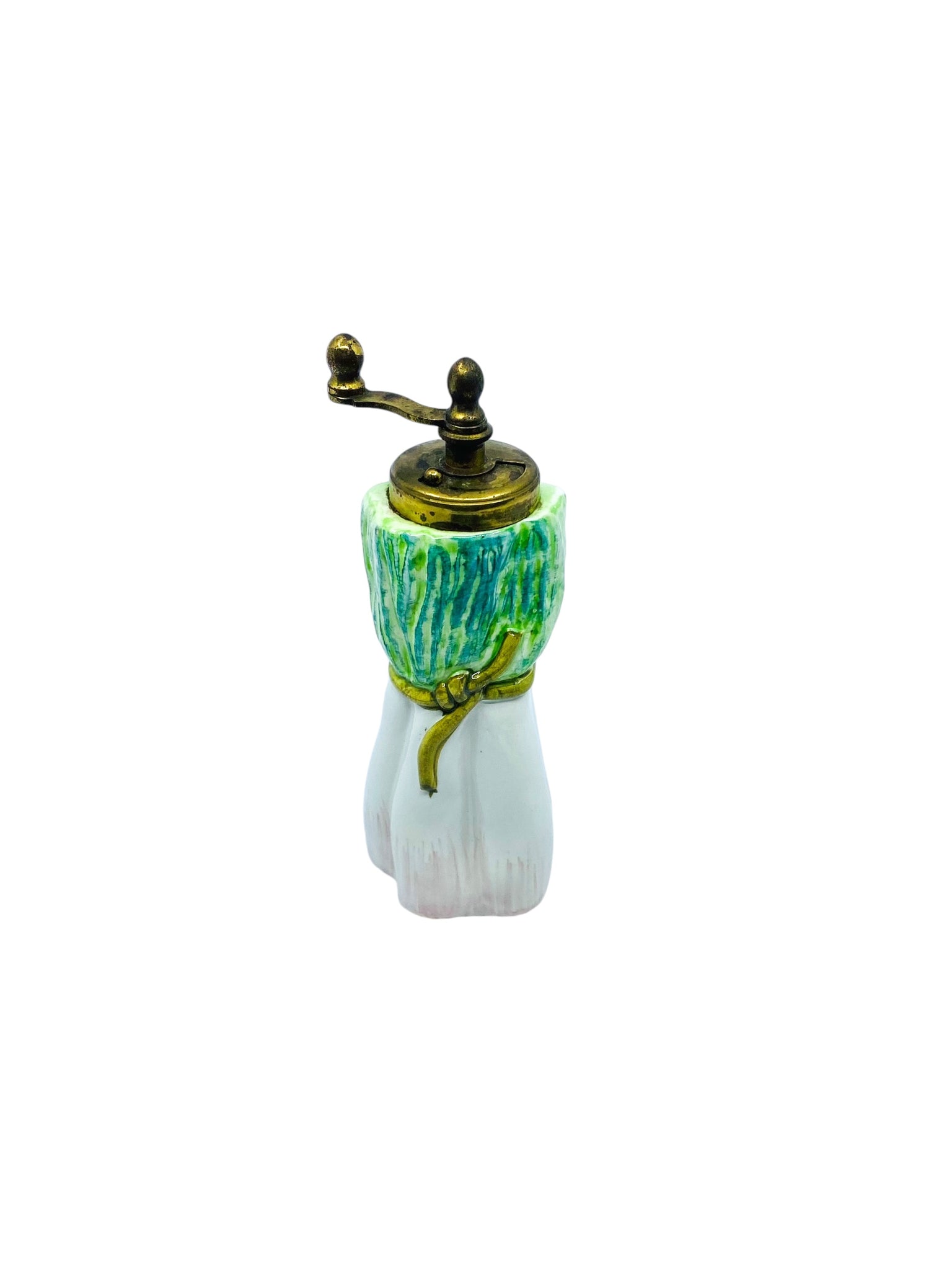 Vintage Ceramic Spring Onion Pepper Mill, Italy