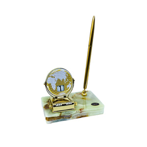 Vintage Onyx Perpetual Desk Calendar & Pen, Made in Italy