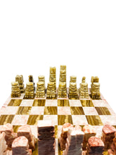 Vintage Hand Carved Aztec Marble Stone Chess Board