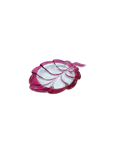 Vintage Cranberry Glass Leaf Shaped Dish