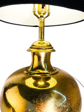 Large Chinoiserie Etched Brass Lamp