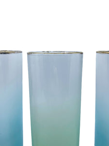 Vintage Federal Glass Multicolor Ombre Tallboys, Set of 4