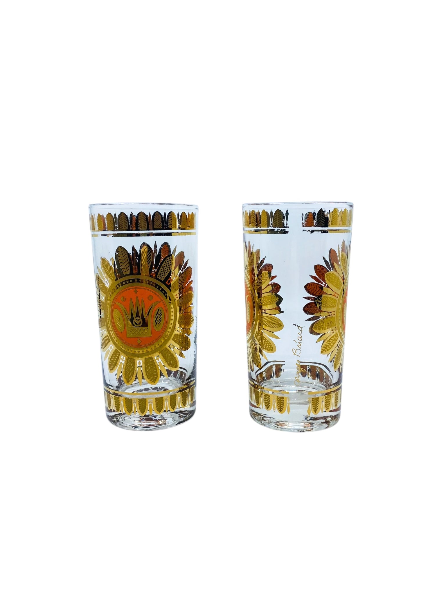 Vintage MCM Georges Briard Regalia Highball Glasses, Set of 5