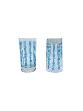 Vintage Cornflower Blue Floral Glasses, Pair