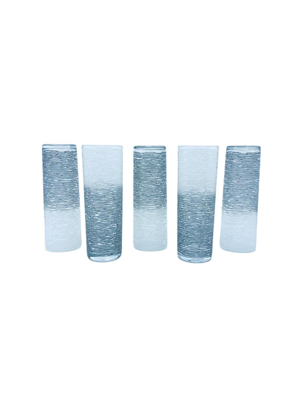 Vintage Libbey Gray Ombre Textured Tom Collins Glasses, Set of 5