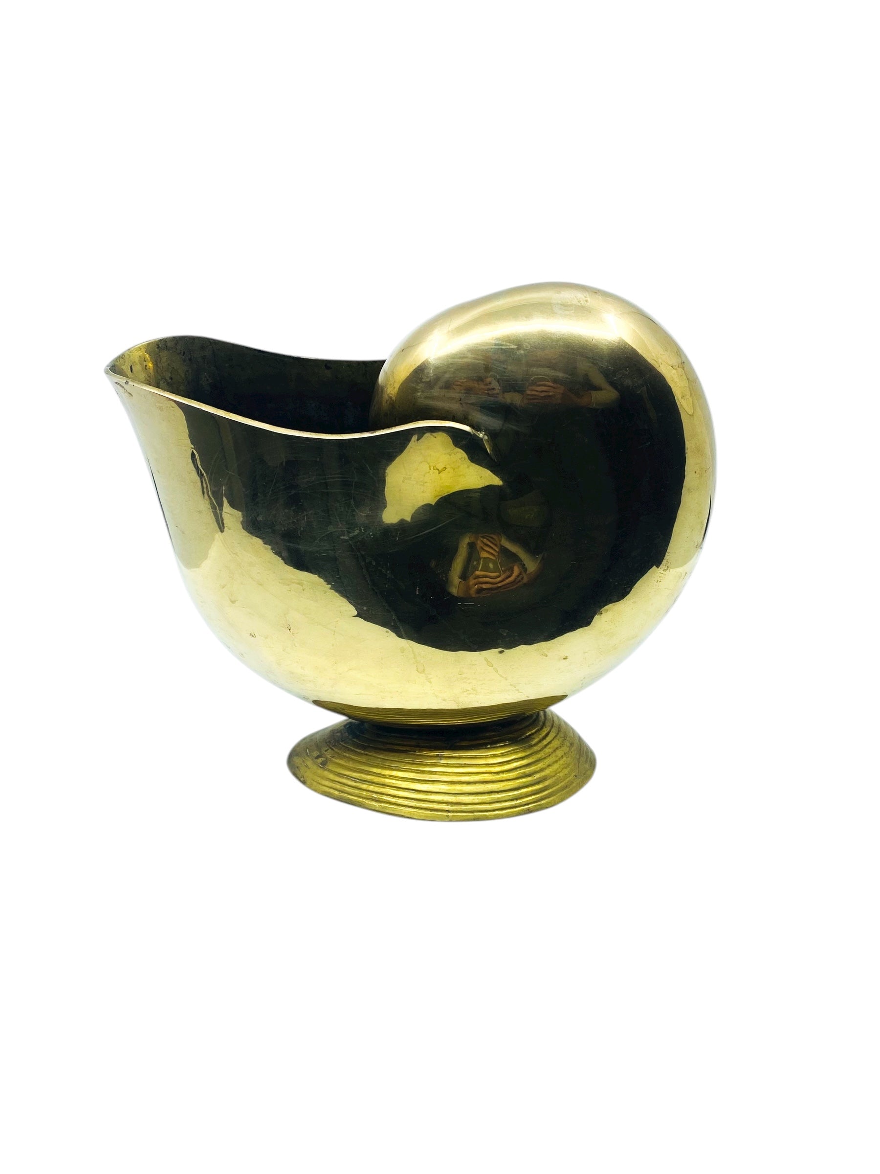 Vintage 1970’s Large Nautilus Brass Shell Planter