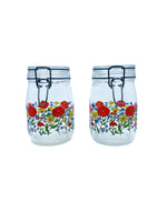 Vintage 1970’s R. Carman ARC France Wild Poppy 1L Canisters, Set of 2
