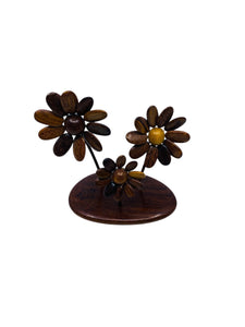 Vintage Teak Wood Flower Sculpture, Costa Rica