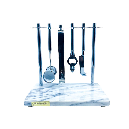 Vintage Georges Briard Marble & Stainless Steel Barware Set