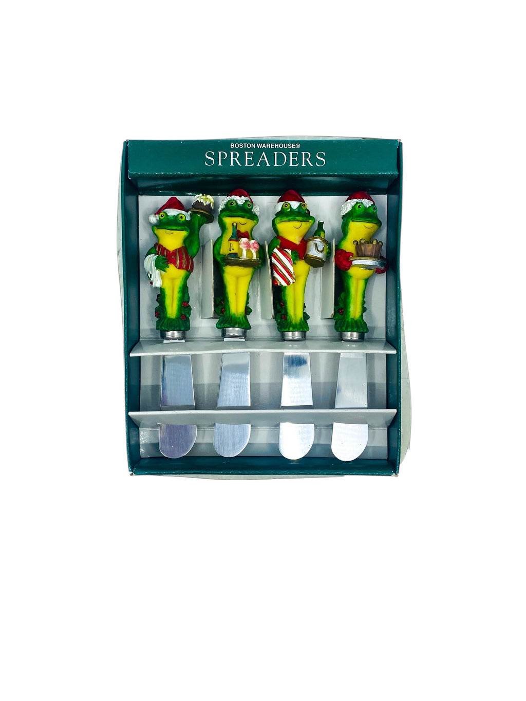 Vintage Boston Warehouse Christmas Waiter Frog Spreaders, Set of 4