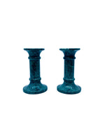 Green Marble Candlestick Holders, Pair