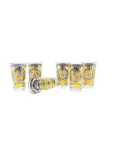 Vintage Mid-Century Gold Royal Crown Highball Cocktail Glasses, Set of 6