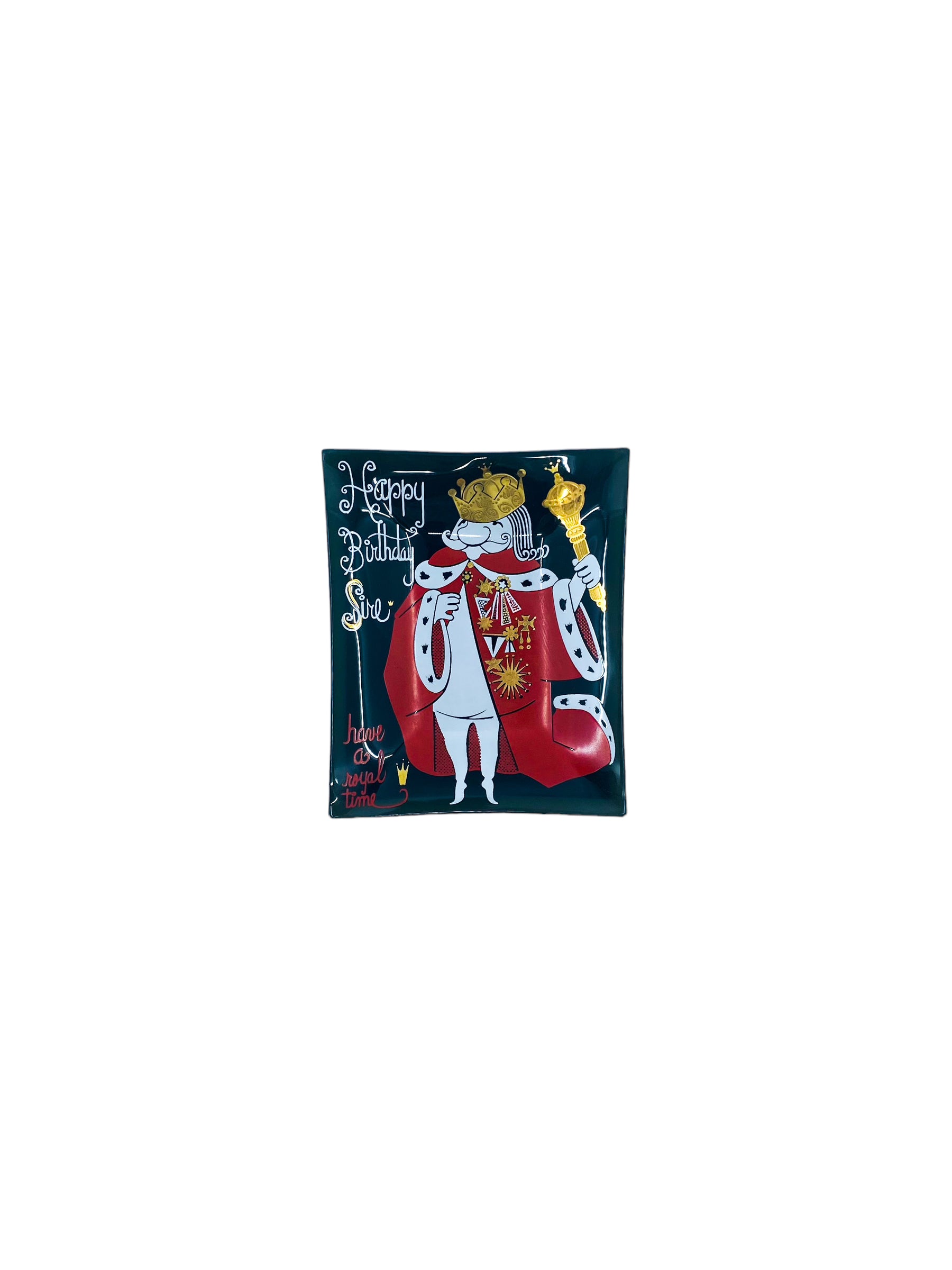 Happy Birthday Sire Glass Dish