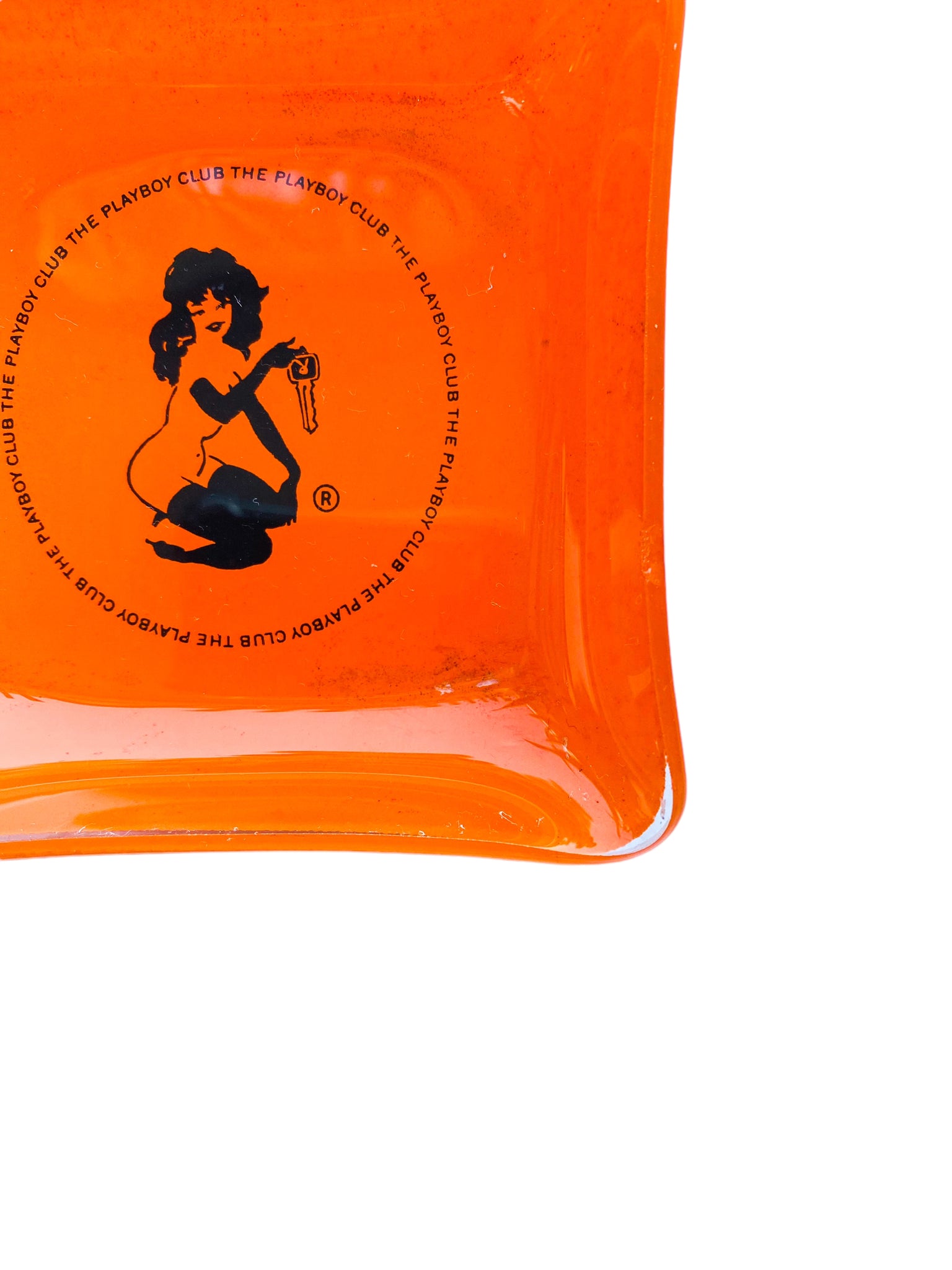 Vintage Orange Playboy Club Glass Ashtray