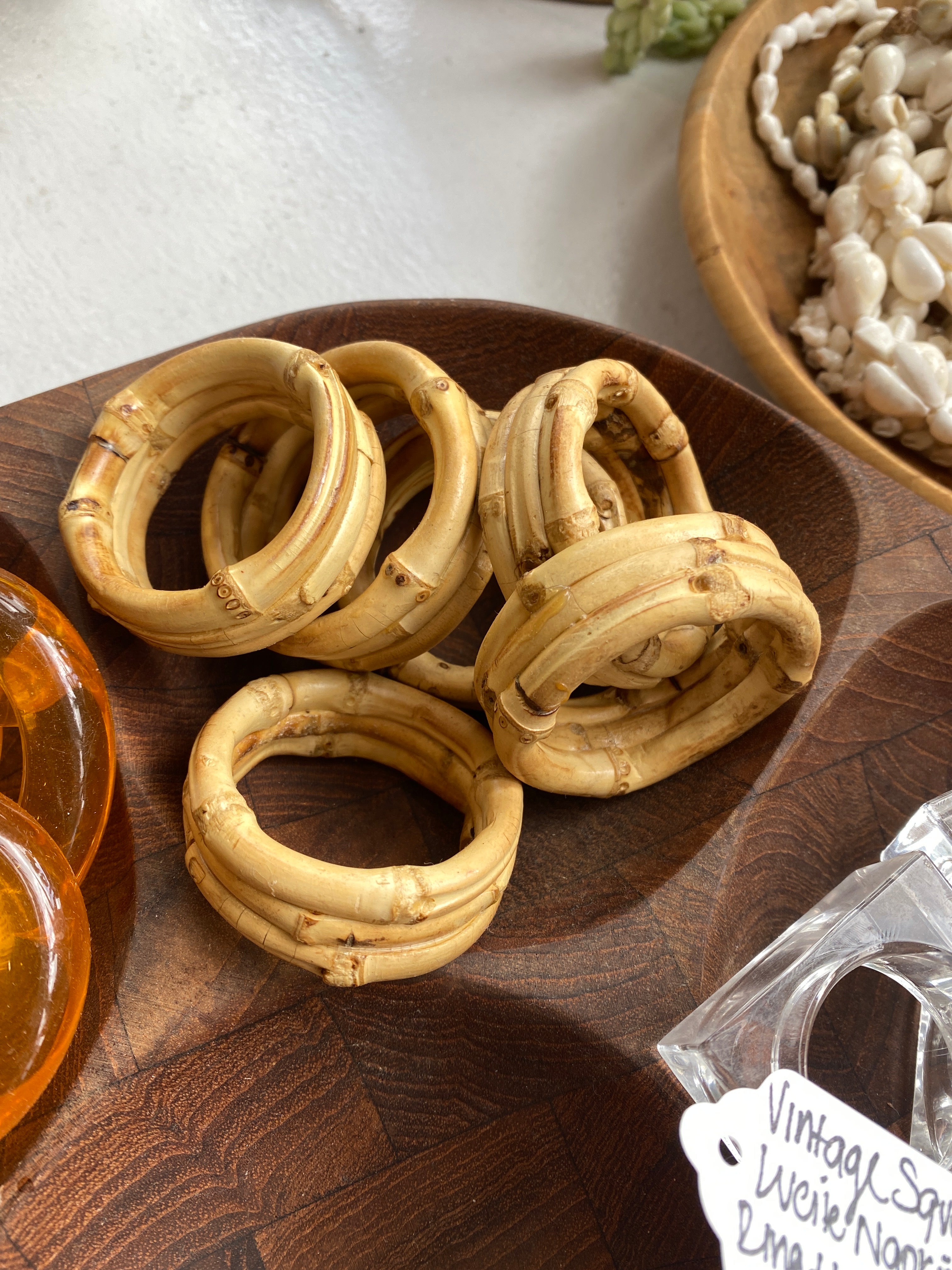 Bamboo Napkin Ring Holders, Set of 6