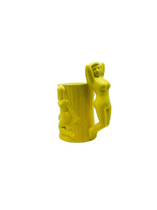 Fishs Eddy Yellow Pin-up Girl Mug