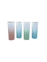 Vintage Federal Glass Multicolor Ombre Tallboys, Set of 4