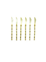 Vintage 22kt Gold Plated Bamboo Handle Party Knives, Set of 6