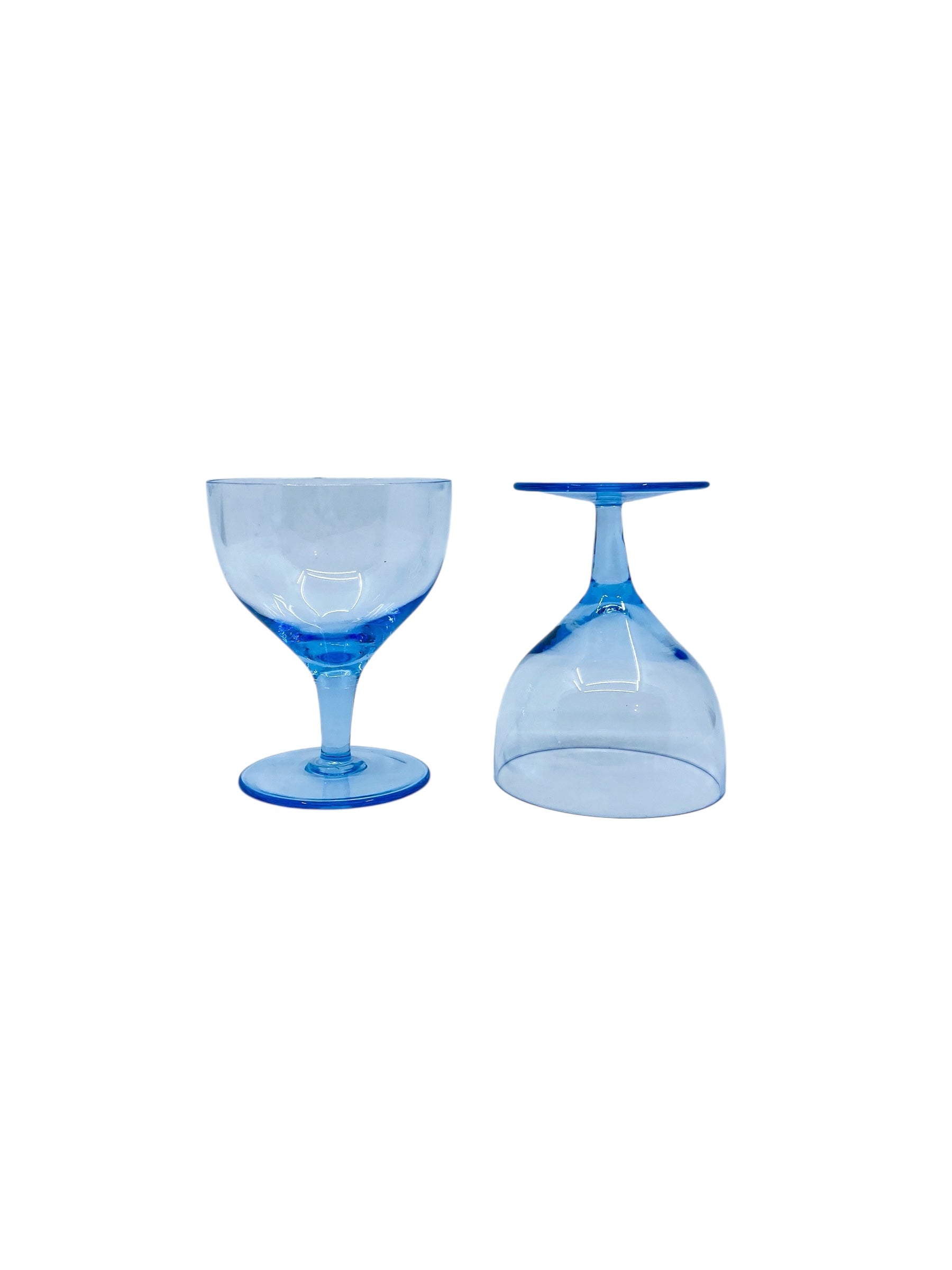 Vintage Short Blue Cocktail Cordial Glasses, Set of 4