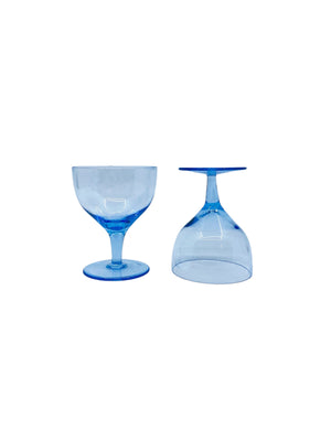 Vintage Short Blue Cocktail Cordial Glasses, Set of 4