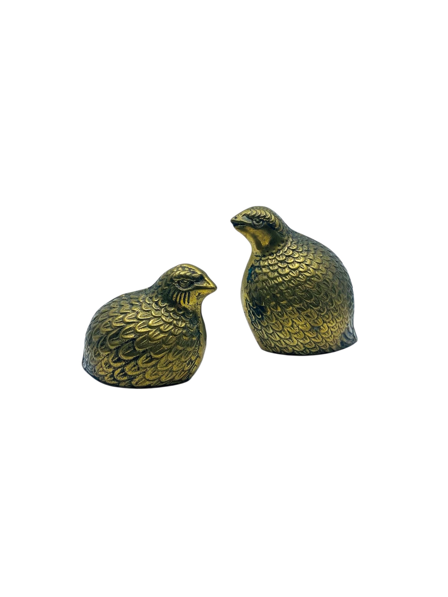 Pair of Vintage Brass Quails