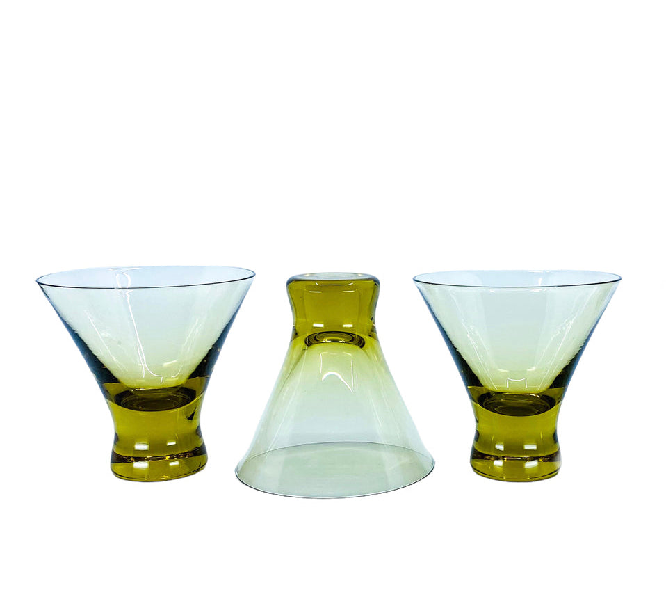 Vintage Yellow Glass Martini Pitcher & Glass Set